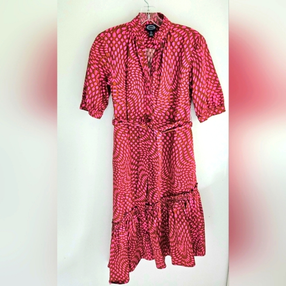 Scoop Pink and Green hi-lo Dress